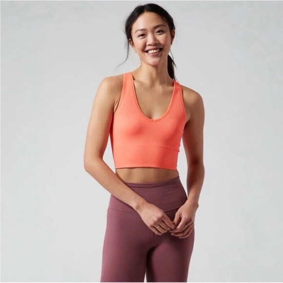 Athleta Aurora Crop Rib Tank NWT SMALL color Island Coral - Picture 5 of 7